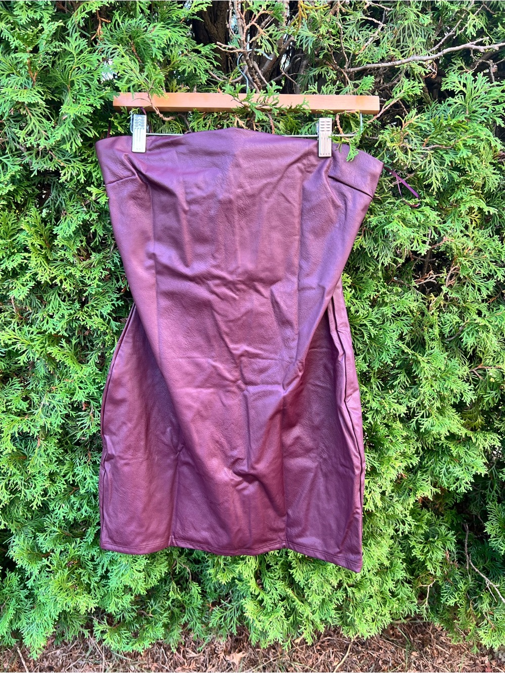 naked wardrobe Faux Leather Dress in Wine
